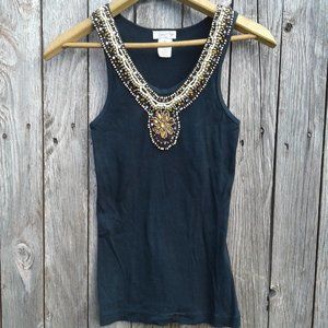Black Beaded Tank Top